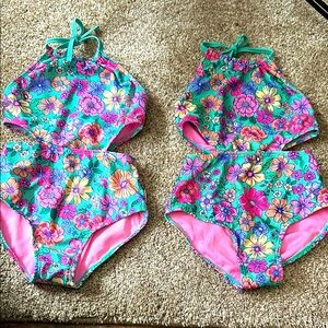 Girls Floral High-Neck Two-Piece Swimsuit Set - Cat & Jack